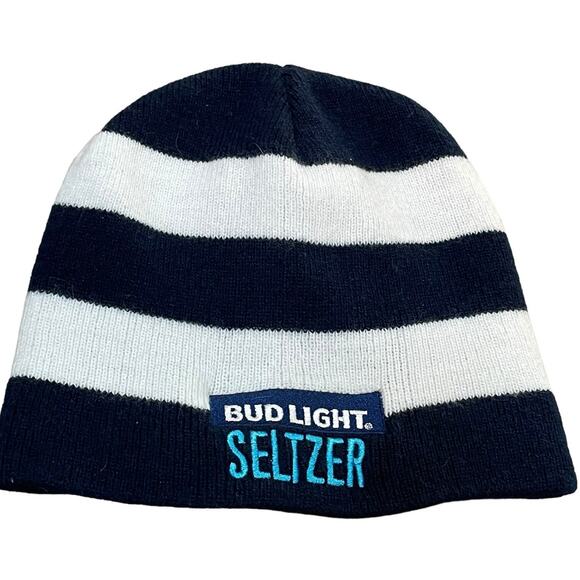 Bud Light Seltzer Mens OS Beanie Hat Cap Knit Budweiser Beer Promo Merch Stripe - Picture 9 of 9